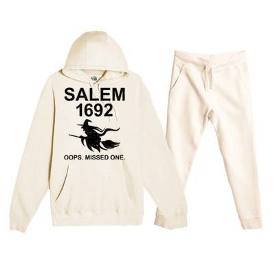 Salem 1692 Missed One Witch Funny Halloween Premium Hooded Sweatsuit Set