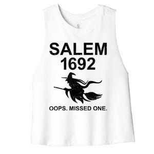 Salem 1692 Missed One Witch Funny Halloween Women's Racerback Cropped Tank