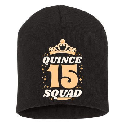 Sweet 15 Mexican Birthday Party Quinceanera Quince 15 Squad Short Acrylic Beanie