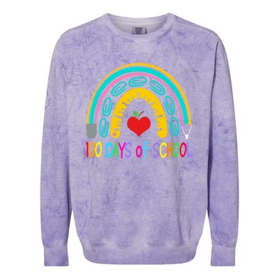 Student 100th Of School Teacher 100 Th Days Smarter Rainbow Cool Gift Colorblast Crewneck Sweatshirt