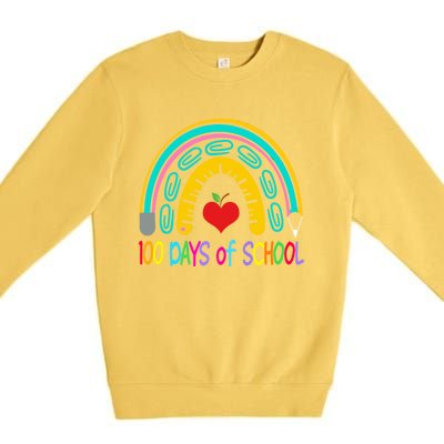 Student 100th Of School Teacher 100 Th Days Smarter Rainbow Cool Gift Premium Crewneck Sweatshirt