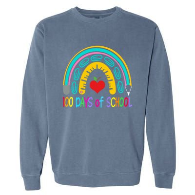 Student 100th Of School Teacher 100 Th Days Smarter Rainbow Cool Gift Garment-Dyed Sweatshirt