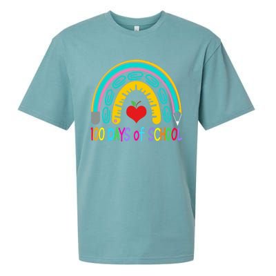 Student 100th Of School Teacher 100 Th Days Smarter Rainbow Cool Gift Sueded Cloud Jersey T-Shirt