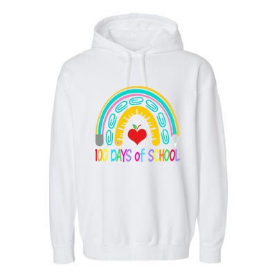 Student 100th Of School Teacher 100 Th Days Smarter Rainbow Cool Gift Garment-Dyed Fleece Hoodie