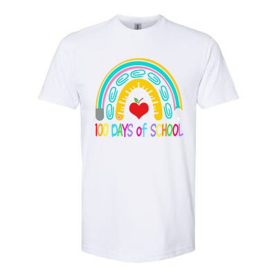 Student 100th Of School Teacher 100 Th Days Smarter Rainbow Cool Gift Softstyle CVC T-Shirt