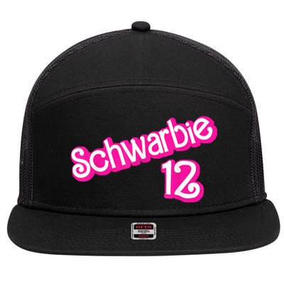 Schwarbie 12 Pink 7 Panel Mesh Trucker Snapback Hat