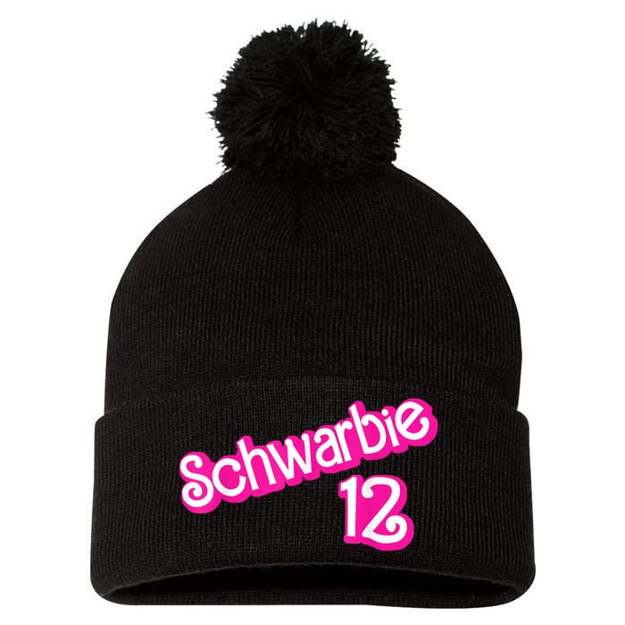 Schwarbie 12 Pink Pom Pom 12in Knit Beanie