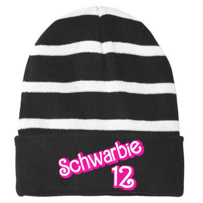 Schwarbie 12 Pink Striped Beanie with Solid Band