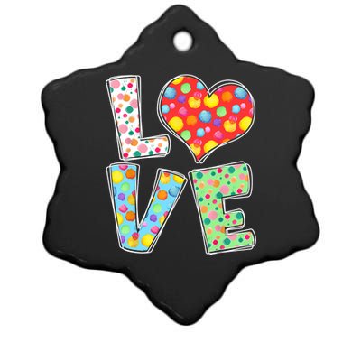 September 15th Polka Dot Love Heart International Dot Day Ceramic Star Ornament