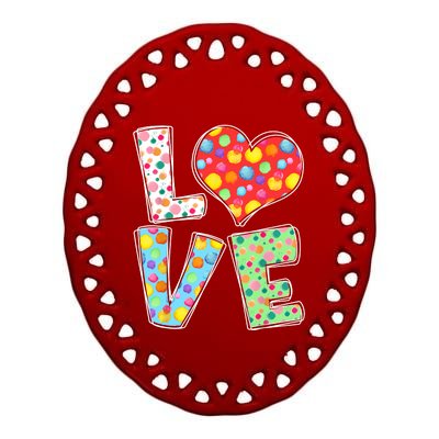 September 15th Polka Dot Love Heart International Dot Day Ceramic Oval Ornament