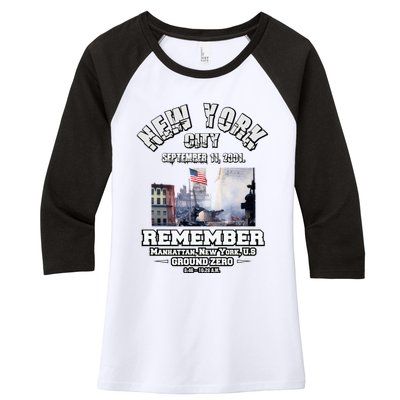 September 11 Remember TShirtSeptember 11 Remember Women's Tri-Blend 3/4-Sleeve Raglan Shirt