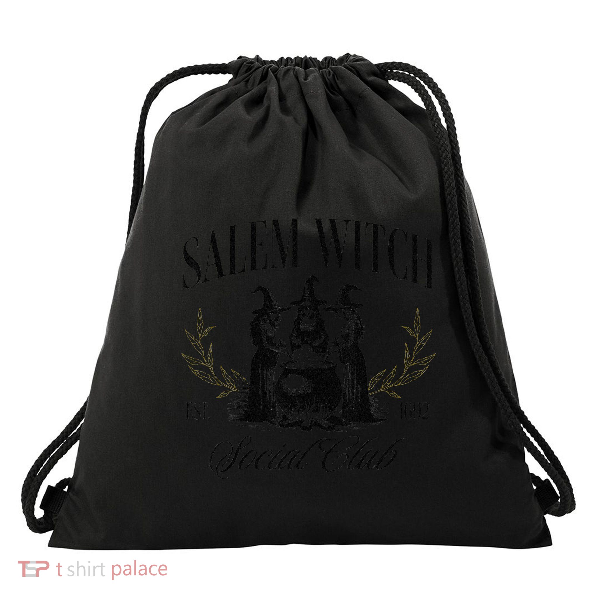 Salem 1692 Social Club Witch Halloween Witchy Women Drawstring Bag