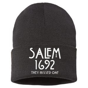 Salem 1692 They Missed One Funny Halloween Witch Sustainable Knit Beanie