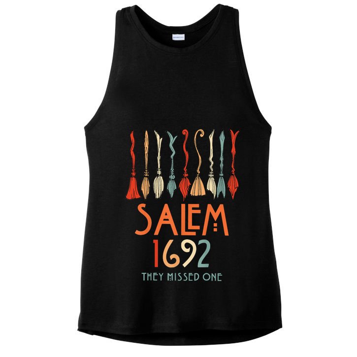 Salem 1692 They Missed One Salem Witchs Broom Halloween Gift Ladies PosiCharge Tri-Blend Wicking Tank
