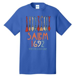 Salem 1692 They Missed One Salem Witchs Broom Halloween Gift Tall T-Shirt