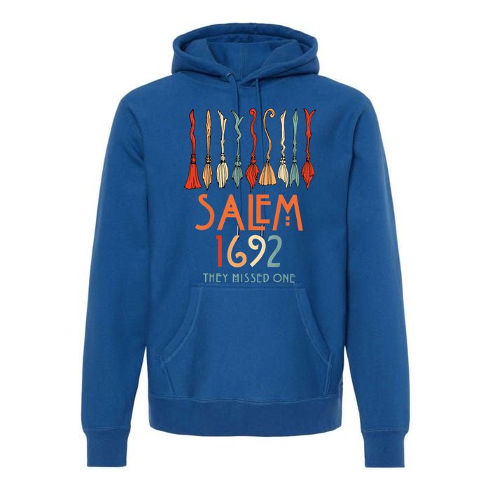 Salem 1692 They Missed One Salem Witchs Broom Halloween Gift Premium Hoodie