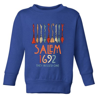 Salem 1692 They Missed One Salem Witchs Broom Halloween Gift Toddler Sweatshirt