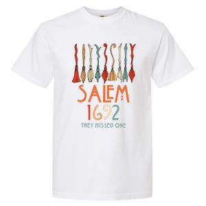 Salem 1692 They Missed One Salem Witchs Broom Halloween Gift Garment-Dyed Heavyweight T-Shirt