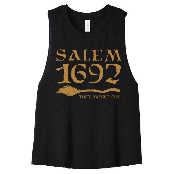 Salem 1692 They Missed One Witch Halloween Women's Racerback Cropped Tank