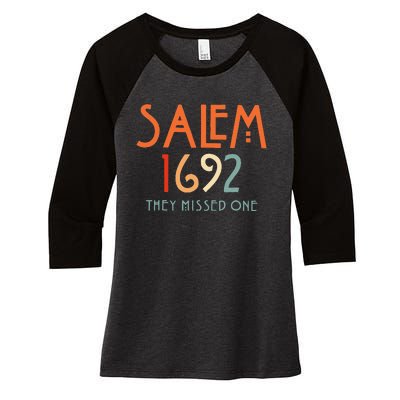 Salem 1692 They Missed One Salem Witch 1692 Halloween Women's Tri-Blend 3/4-Sleeve Raglan Shirt