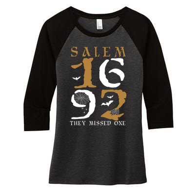 Salem 1692 They Missed One Witch Halloween Gift Women's Tri-Blend 3/4-Sleeve Raglan Shirt