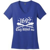 Salem 1692 They Missed One Salem Witch 1692 Halloween Funny Gift Women's V-Neck T-Shirt