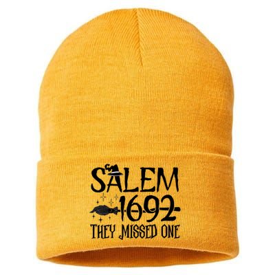 Salem 1692 They Missed One Witch Halloween Trending Design Sustainable Knit Beanie