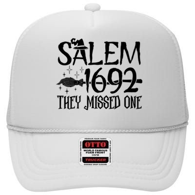 Salem 1692 They Missed One Witch Halloween Trending Design High Crown Mesh Back Trucker Hat