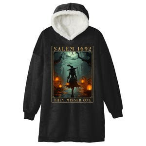 Salem 1692 They Missed One Halloween Witch Trials Hooded Wearable Blanket