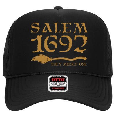 Salem 1692 They Missed One Halloween High Crown Mesh Back Trucker Hat