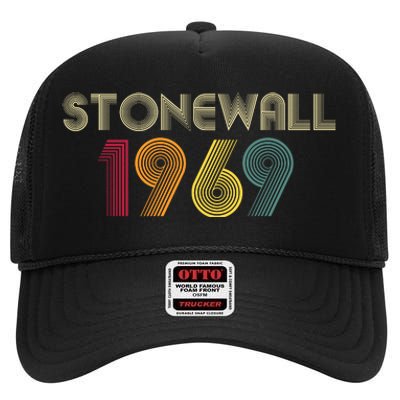 Stonewall 1969 Vintage First Pride Was A Riot High Crown Mesh Back Trucker Hat