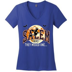 Salem 1692 Witch Trials They Missed One Halloween Women's V-Neck T-Shirt