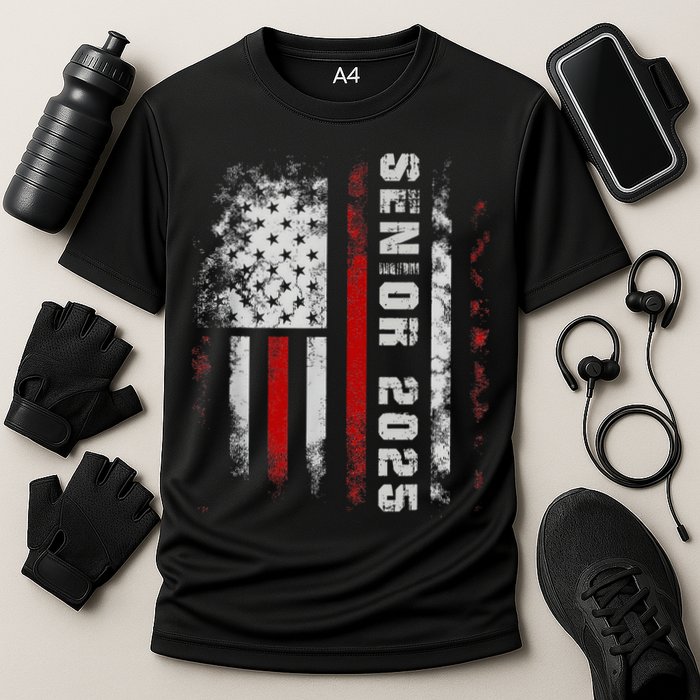 Senior 2025 American Flag Usa Graduation Class Of 2025 Cooling Performance Crew T-Shirt