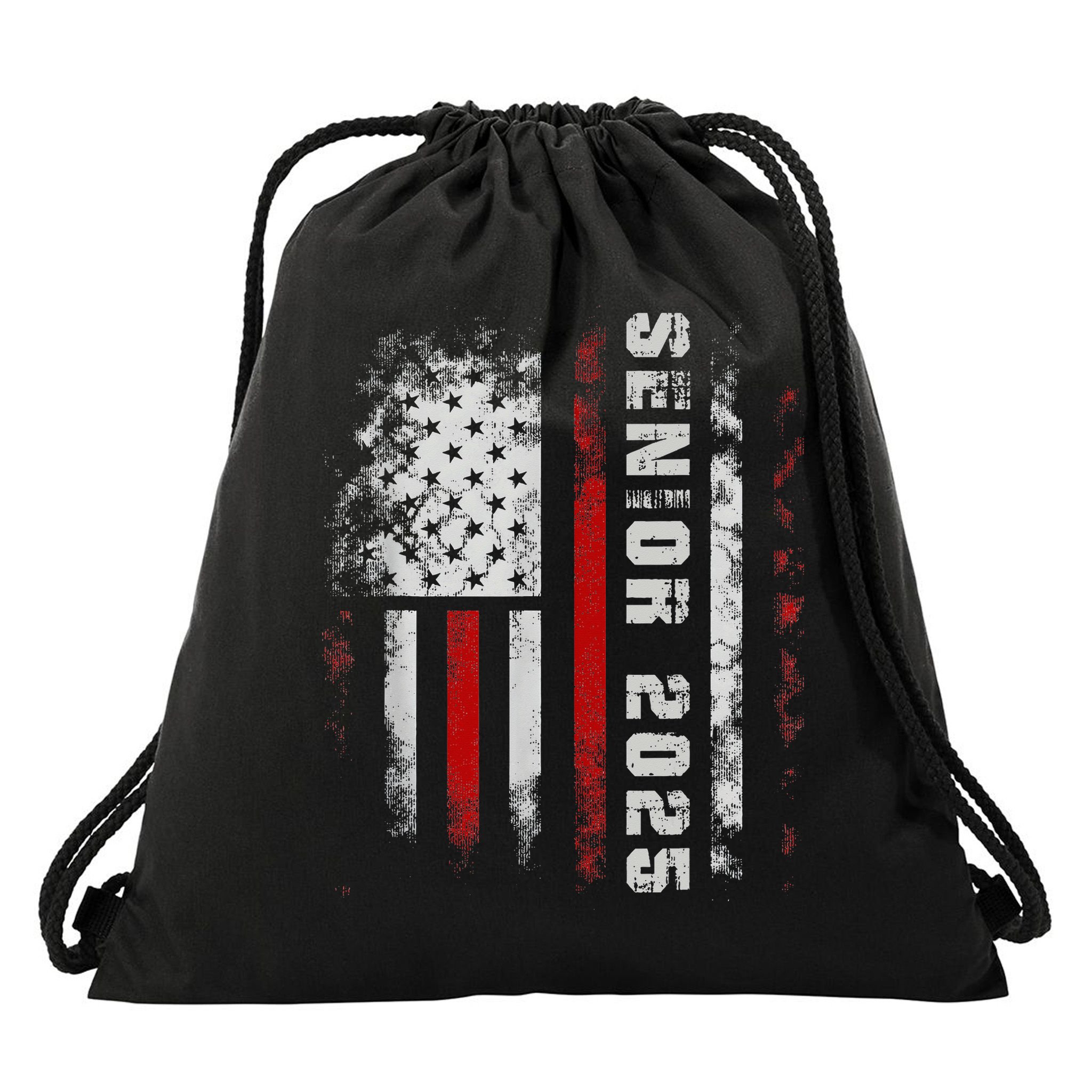 Senior 2025 American Flag Usa Graduation Class Of 2025 Drawstring Bag