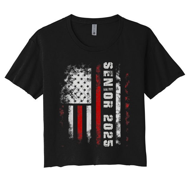 Senior 2025 American Flag Usa Graduation Class Of 2025 Women's Crop Top Tee