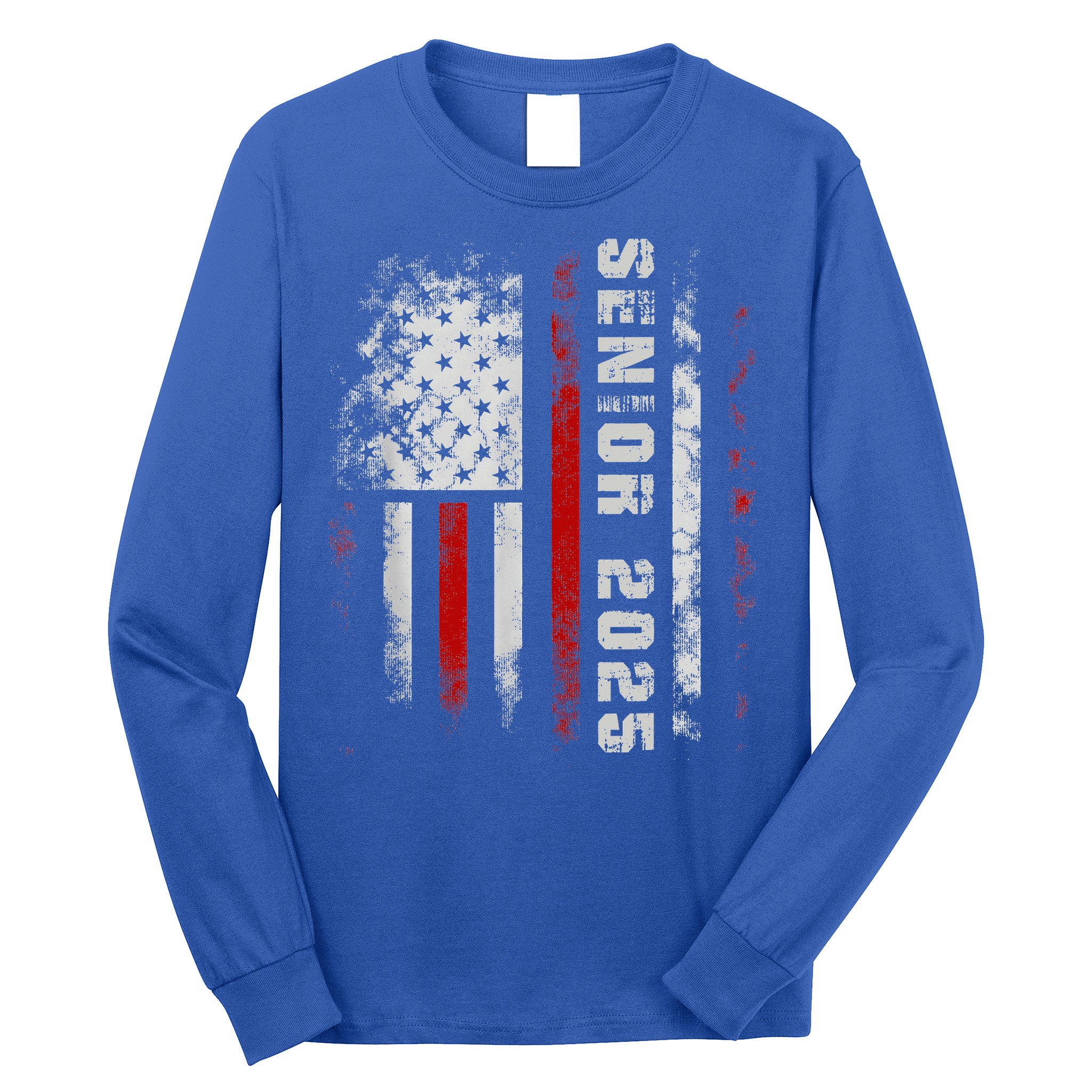 Senior 2025 American Flag Usa Graduation Class Of 2025 Long Sleeve Shirt