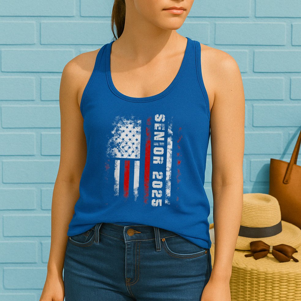 Senior 2025 American Flag Usa Graduation Class Of 2025 Womens Tank Top