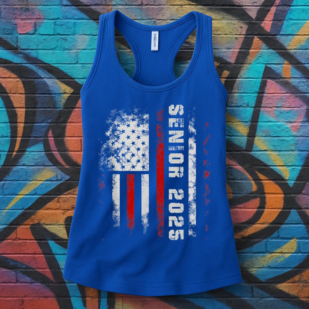 Senior 2025 American Flag Usa Graduation Class Of 2025 Womens Tank Top