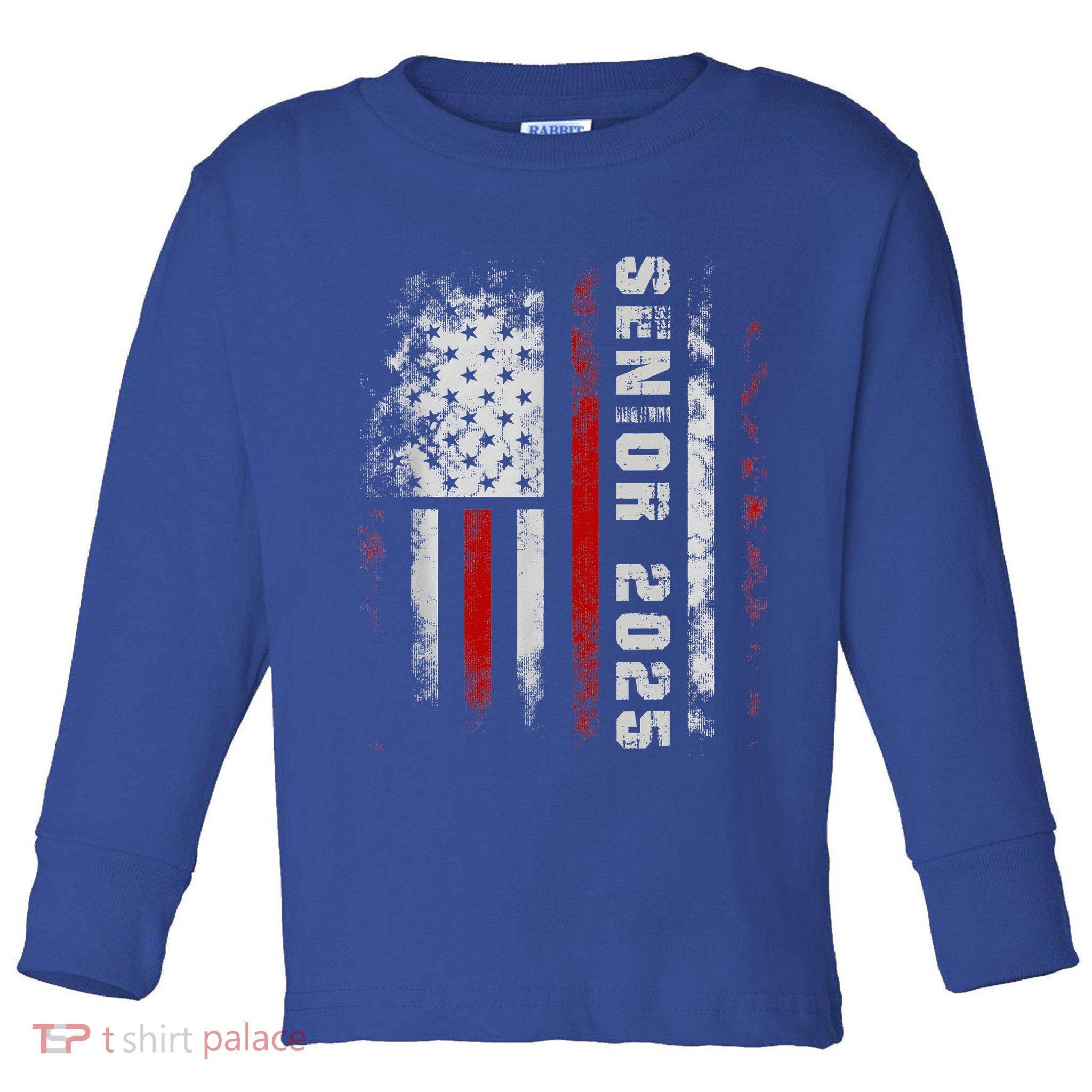 Senior 2025 American Flag Usa Graduation Class Of 2025 Toddler Long Sleeve Shirt