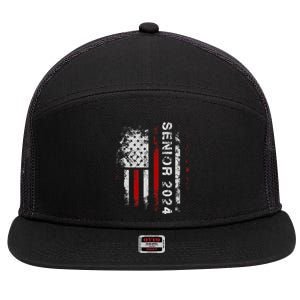 Senior 2024 American Flag Usa Graduation Class Of 2024 7 Panel Mesh Trucker Snapback Hat