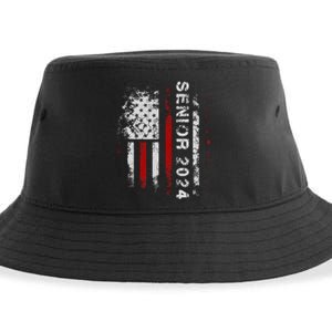 Senior 2024 American Flag Usa Graduation Class Of 2024 Sustainable Bucket Hat