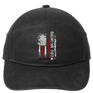 Senior 2024 American Flag Usa Graduation Class Of 2024 7-Panel Snapback Hat