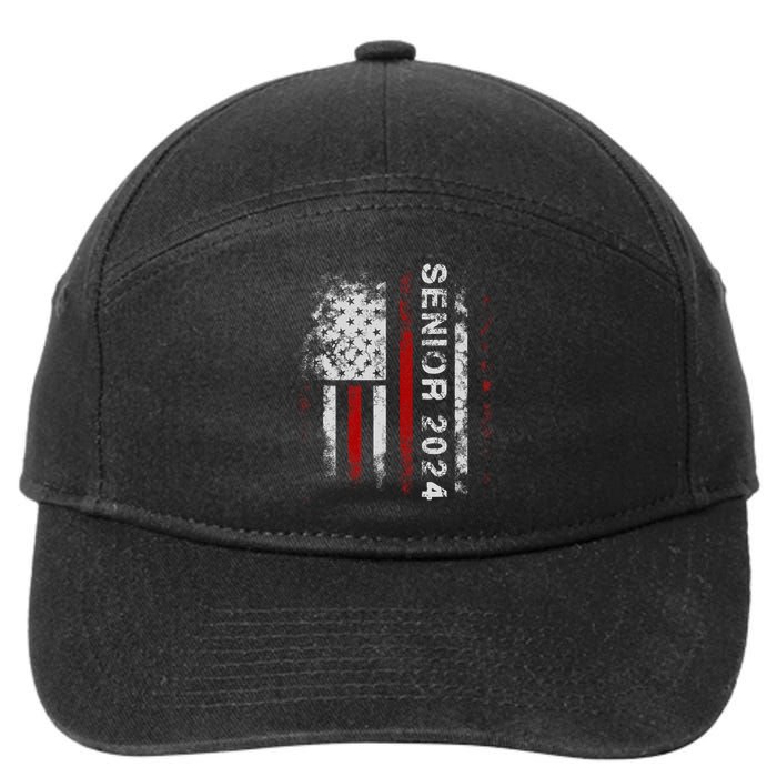 Senior 2024 American Flag Usa Graduation Class Of 2024 7-Panel Snapback Hat