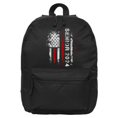 Senior 2024 American Flag Usa Graduation Class Of 2024 16 in Basic Backpack