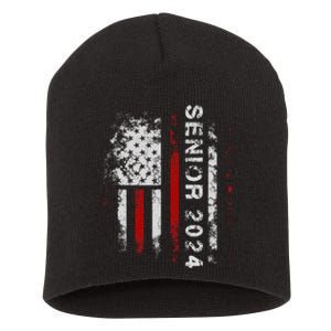 Senior 2024 American Flag Usa Graduation Class Of 2024 Short Acrylic Beanie