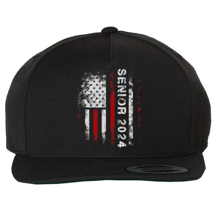 Senior 2024 American Flag Usa Graduation Class Of 2024 Wool Snapback Cap