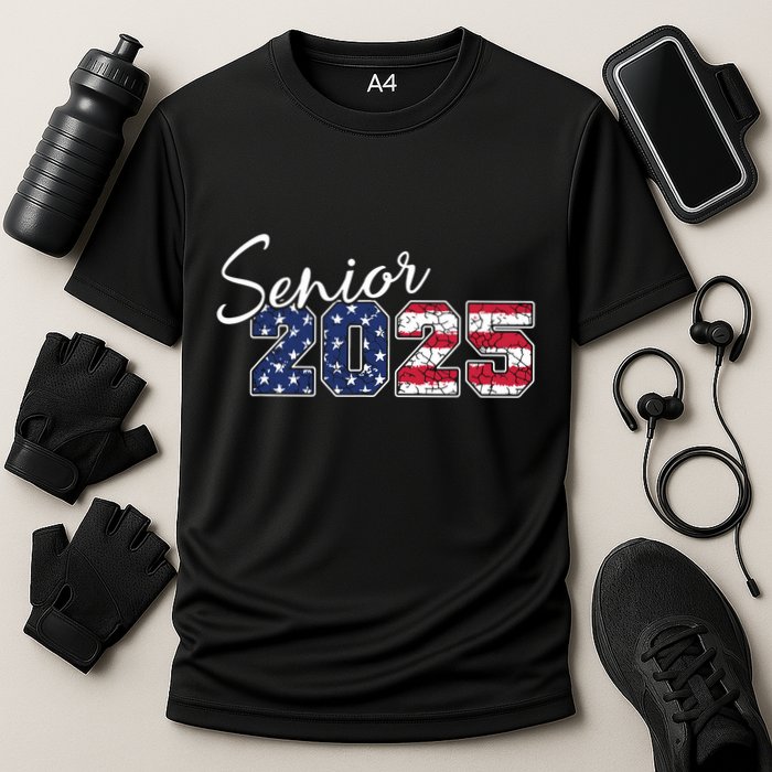 Senior 2025 American Flag Usa Graduation Class Of 2025 Cooling Performance Crew T-Shirt