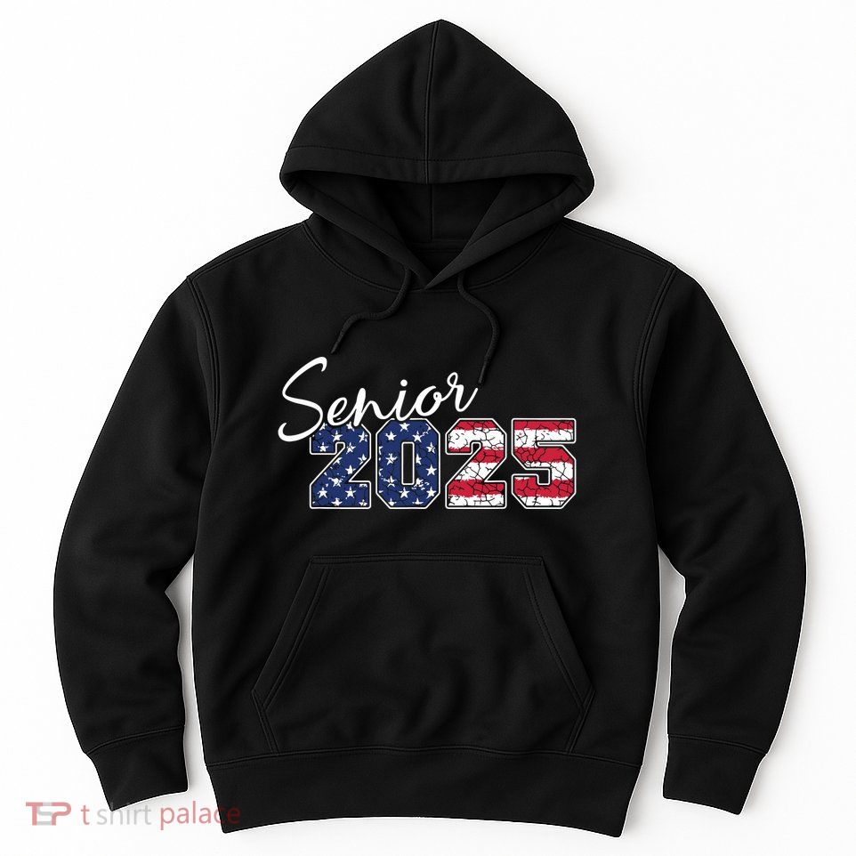 Senior 2025 American Flag Usa Graduation Class Of 2025 Hoodie