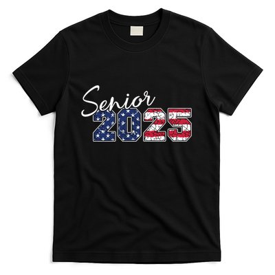 Senior 2025 American Flag Usa Graduation Class Of 2025 T-Shirt