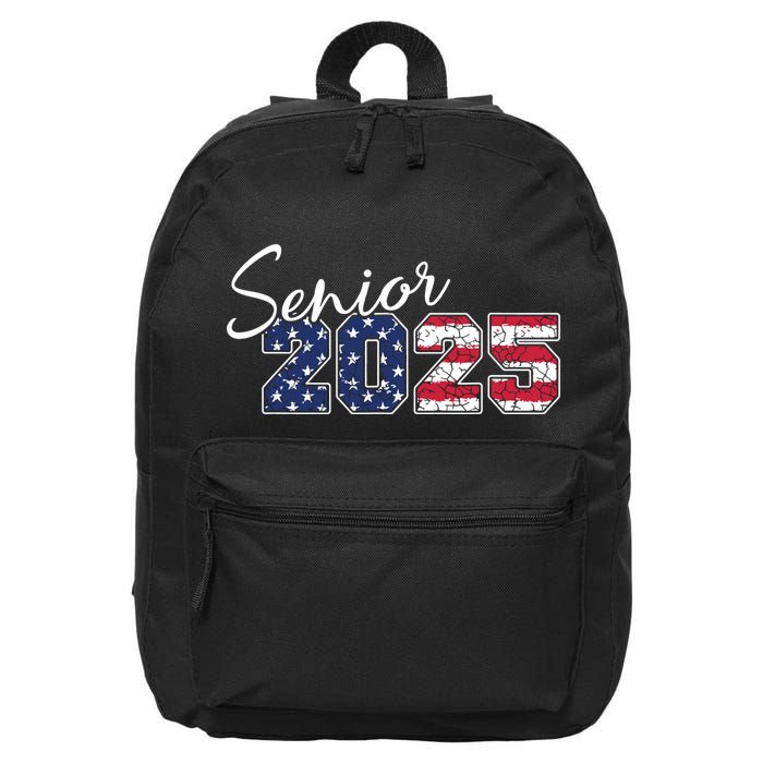 Senior 2025 American Flag Usa Graduation Class Of 2025 16 in Basic Backpack